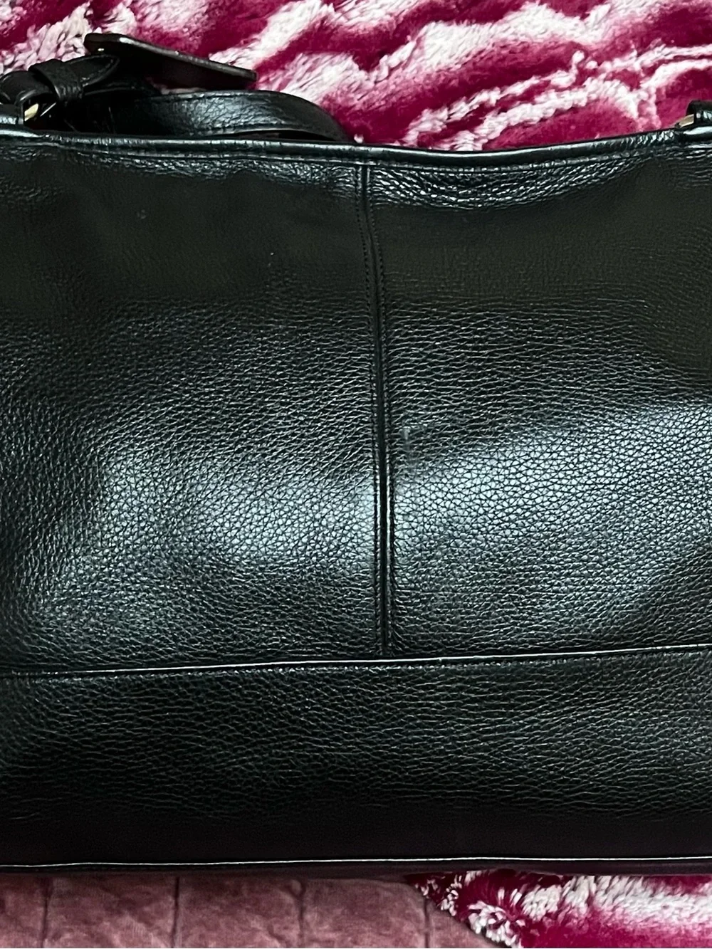 Coach Black Pebbled Leather Tote with Logo Plaque